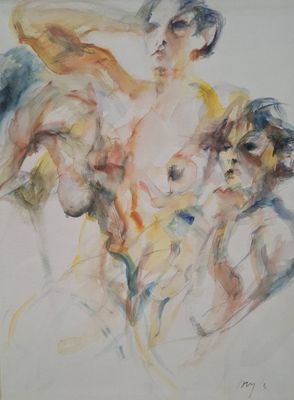an image of a painting of a woman and two children