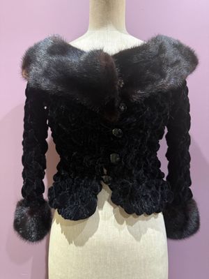 Veste GLORIA T.S Création velours noir de soie et vison, vin…