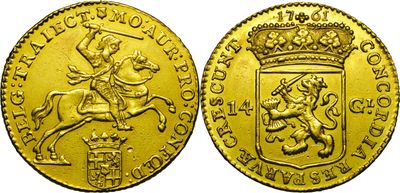 une pièce d'or avec l'image d'un homme sur un cheval