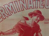 a poster of a woman holding a gun in her right hand