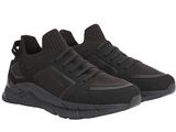 a picture of a pair of black sneakers on a white background