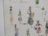a drawing of a group of people walking in a line