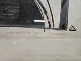 a black and white drawing of a man riding a skateboard