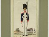 an old picture of a man in uniform with a rifle