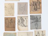 beaucoup de dessins sur une feuille de papier