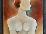 un tableau représentant une femme aux cheveux roux, torse nu