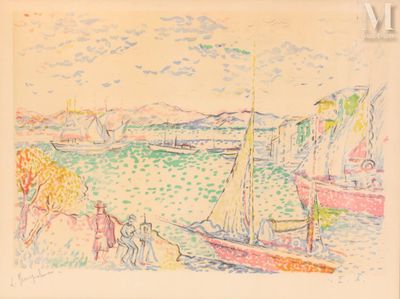 dessin représentant des bateaux dans l'eau près d'une rive rocheuse
