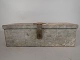an old metal box with a metal latch on it
