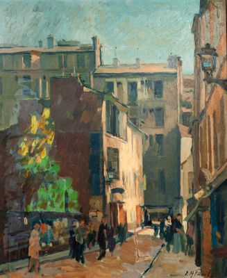 ELIE ANATOLE PAVIL (1873-1948), « Les rues de Montmartre », Huile sur  - Photo 1