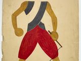 un vieux dessin représentant un homme tenant une épée à la main