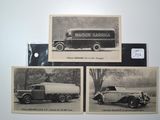 trois vieilles photos en noir et blanc représentant un camion et une voiture