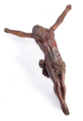CHRIST sur la Croix en chêne sculpté, (bras à refixer, quelques manque - Photo 1