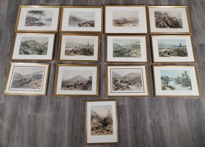 Réunion de treize gravures. Nice et Savoie.