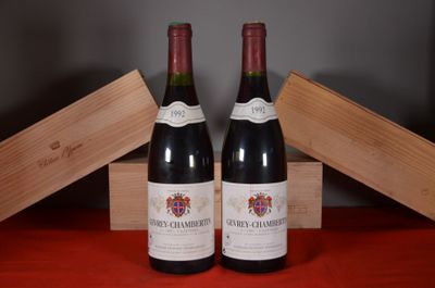two bottles of wine sitting next to each other on a table