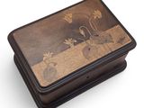 an image of a wooden box with a painting on it