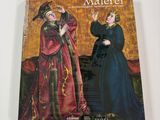 an old book with a picture of two women dressed in medieval clothing