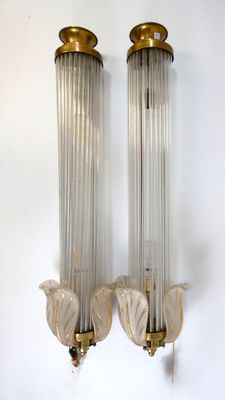 pair of art deco wall sconces in the style of muranozzoni