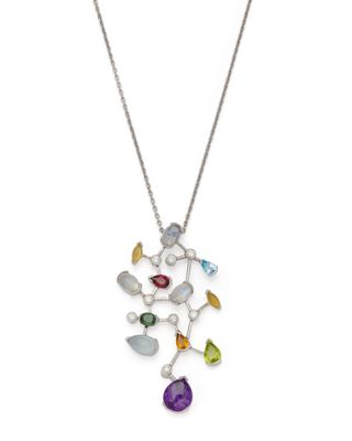 un collier composé d'une chaîne et de pierres multicolores