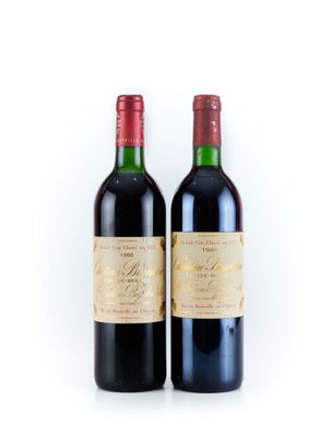deux bouteilles de vin rouge posées l'une à côté de l'autre sur une surface blanche