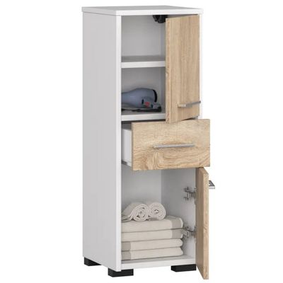 un gros plan d'une armoire avec un tiroir et des serviettes