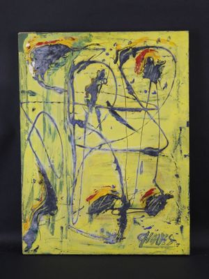 CHAVES (XXe): "Composition abstraite", huile sur panneau, si… - Photo 1