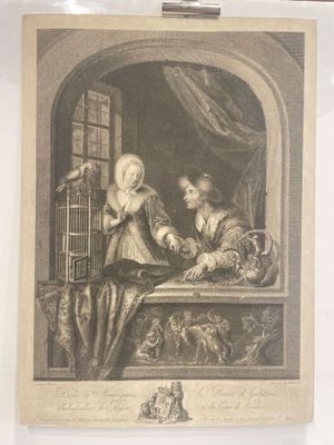 a drawing of a man and a woman sitting at a table