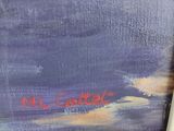an image of a painting of a blue sky with clouds in the background