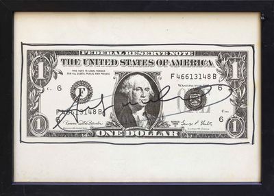 une vieille photo d'un billet d'un dollar sur lequel figure le portrait du président George Washington