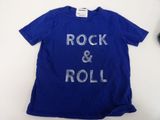 a blue t - shirt with the words rock and roll on it