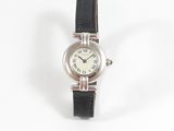 an image of a wrist watch with a black strap and a white dial