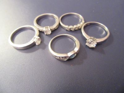 Lot DE Bagues EN Argent ET Pierre Bleue OU Blanches - P…