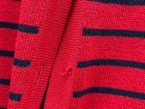 red and black striped sweater with buttons
