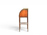 an image of a small wooden chair with a shelf on the back