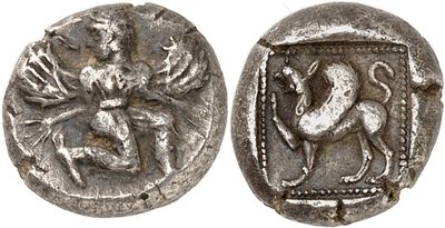 a close up of a coin with a horse on it