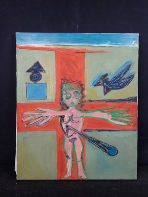 un tableau représentant une femme tenant une raquette de tennis