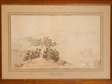 an image of a painting of a group of people sitting on a hill