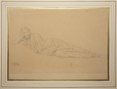 FLANDRIN Hippolyte, 1809-1864, Vierge couchée, Dessin à la m… - Photo 1