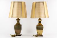 Deknudt, paire de lampes de table, bronze doré et bois, styl… (photo 5)