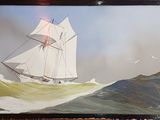 une photo d'un tableau représentant un voilier en mer