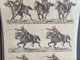 a picture of a picture of a man riding on a horse