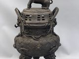 chinese bronze dragon incense burner with lid