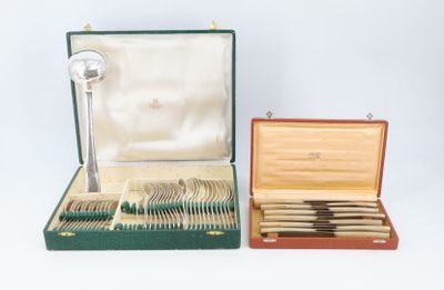 a green case with silverware in it and a silver spoon in it