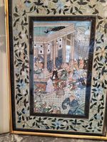 Ecole Persane, scène de palais dans un encadrement d’un rinceaux de fl