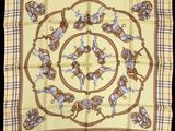 an image of a square scarf with horses and horses on it