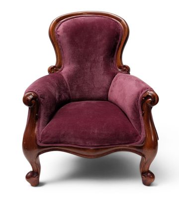 BERGERE de poupée en bois naturel mouluré et sculpté reposan…