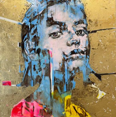 un tableau représentant un homme avec une cigarette à la bouche