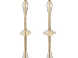 pair of gold and clear glass candlesticks