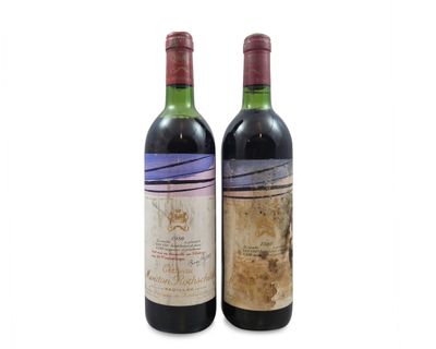 two bottles of wine sitting next to each other on a white surface