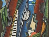 an image of a painting of a violin and other musical instruments