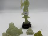 chinese carved jade figurines of a woman and three other figures